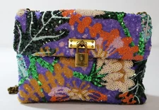 Kurt Geiger Womens Medium Brixton Sequin Crossbody Bag NC3 Purple Multi One Size