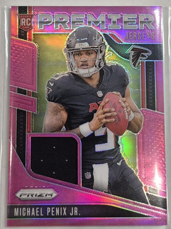 Panini 2024 Prizm Michael Penix Jr. Falcons Premier Jerseys Pink Prizm RC PJ-MPJ
