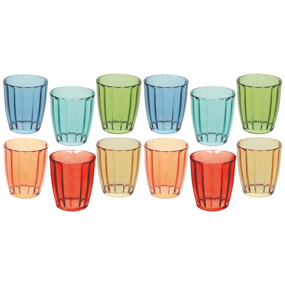 12 Stück Bunte Gläser aus Glas Tognana Sevilla Wasserglas 310cc