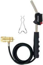 HCPRO HC-BZT5 MAPP Gas Torch Kit with 5ft Propane Hose Self-Igniting Swirl Flame