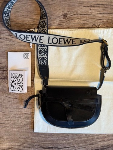 Loewe Gate Dual Mini Leather Shoulder Bag Black 757051
