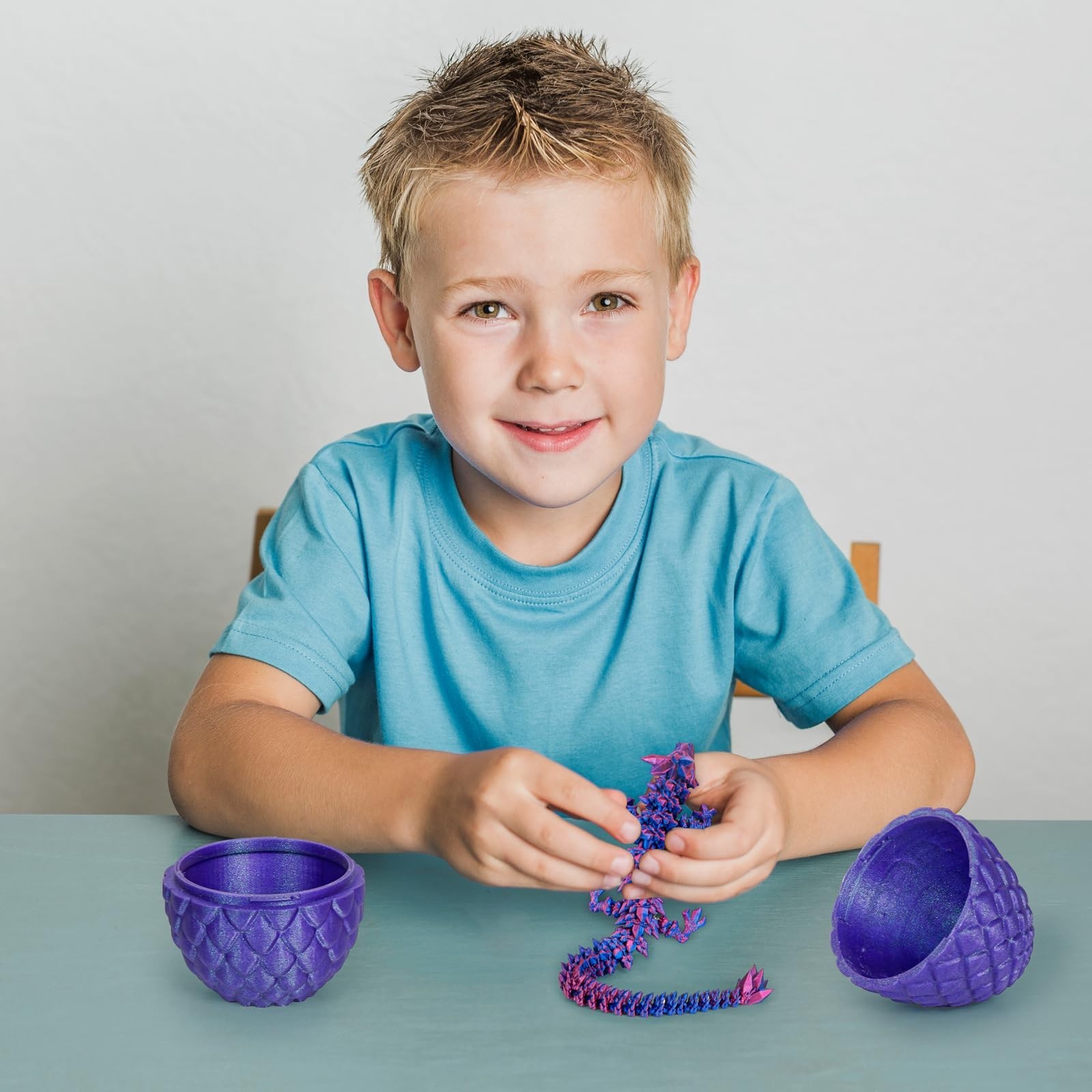 3D Printed Crystal Dragon Statue, 1 Piece Gradient Design Toy Dragon Egg Ornamen