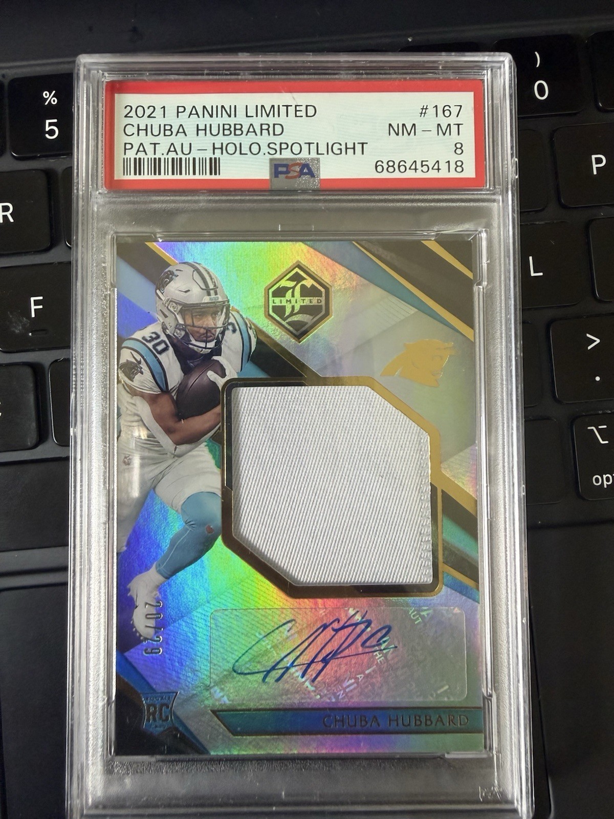 Chuba Hubbard Panini Limited #167 Patch Autograph