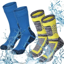 2 Pairs Waterproof Socks Unisex Waterproof Breathable Outdoor Skiing Hiking W...