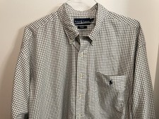 Ralph Lauren L/S Cotton Flannel Sport Shirt White w/ Navy Graph Check - Size XXL