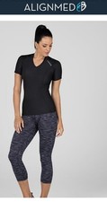 ALIGNMED The Posture Shirt 2.0 Pullover Compression V-Neck Black Women's L