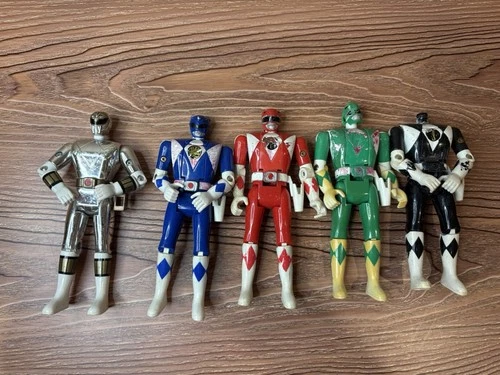 VINTAGE 1993 & 95 BANDAI POWER RANGERS FLIP HEAD 5.5" ACTION FIGURES LOT OF 5