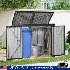 Garbage Bin Shed Outdoor Metal Bin Shed Stores 2 Trash Cans Galvanized Steel