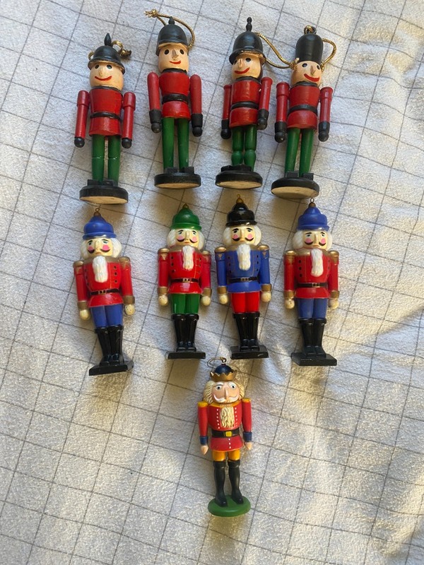Lot of 9 Vintage Nutcracker and toy soldier ornaments