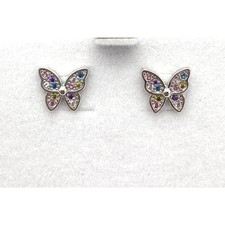 Sterling Silver Butterfly Multi Color Post Earrings