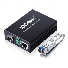 Fiber to Ethernet Media Converter, Gigabit Single Mode SFP LC Converter, 1000...