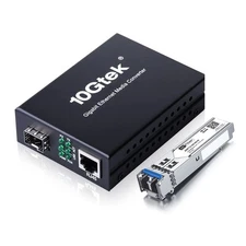 Fiber to Ethernet Media Converter, Gigabit Single Mode SFP LC Converter, 1000...