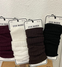 STEVE MADDEN Knitted Legwarmers 4Pairs Casual Elastic Black 43 Acrylic One Size