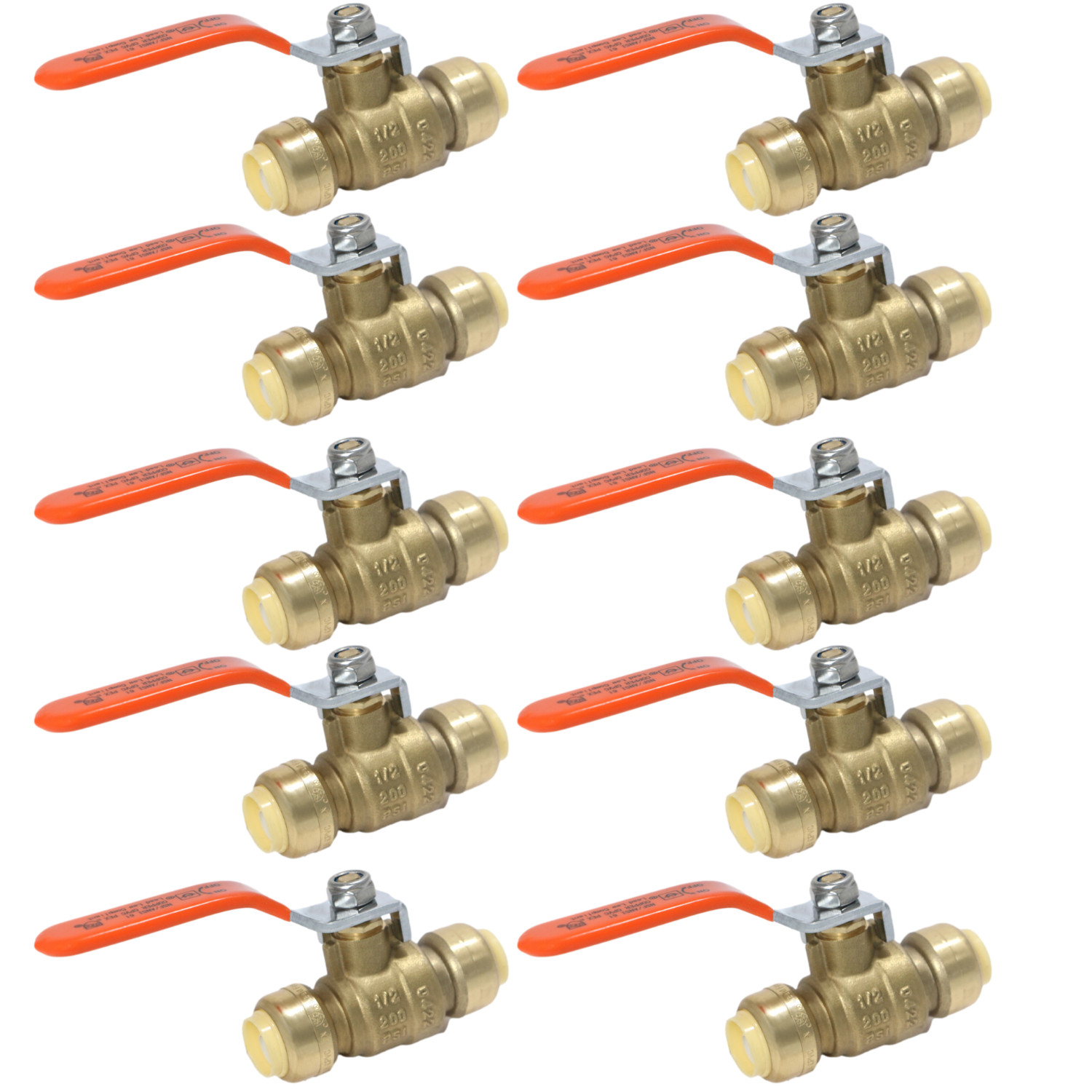 50 Pack XFITTING 1/2" Push Fit Ball Valve With Drain Full Port New!