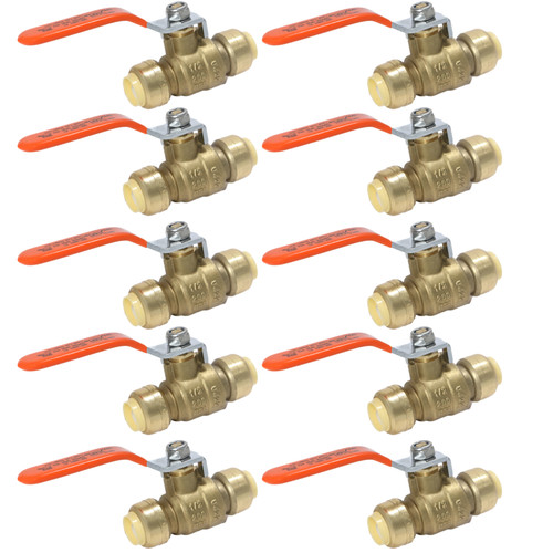 50 Pack XFITTING 1/2" Push Fit Ball Valve With Drain Full Port New!