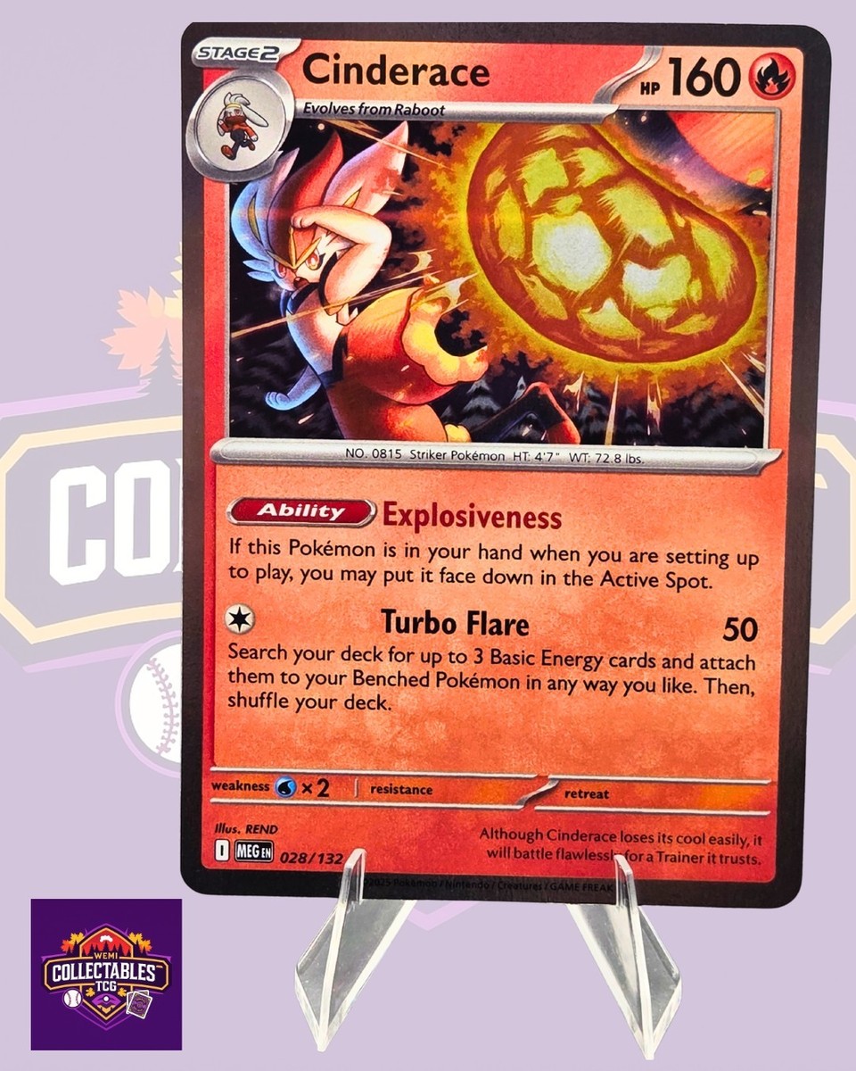 Pokemon Trading Card Game Me01: Mega Evolution Rare Cinderace #28