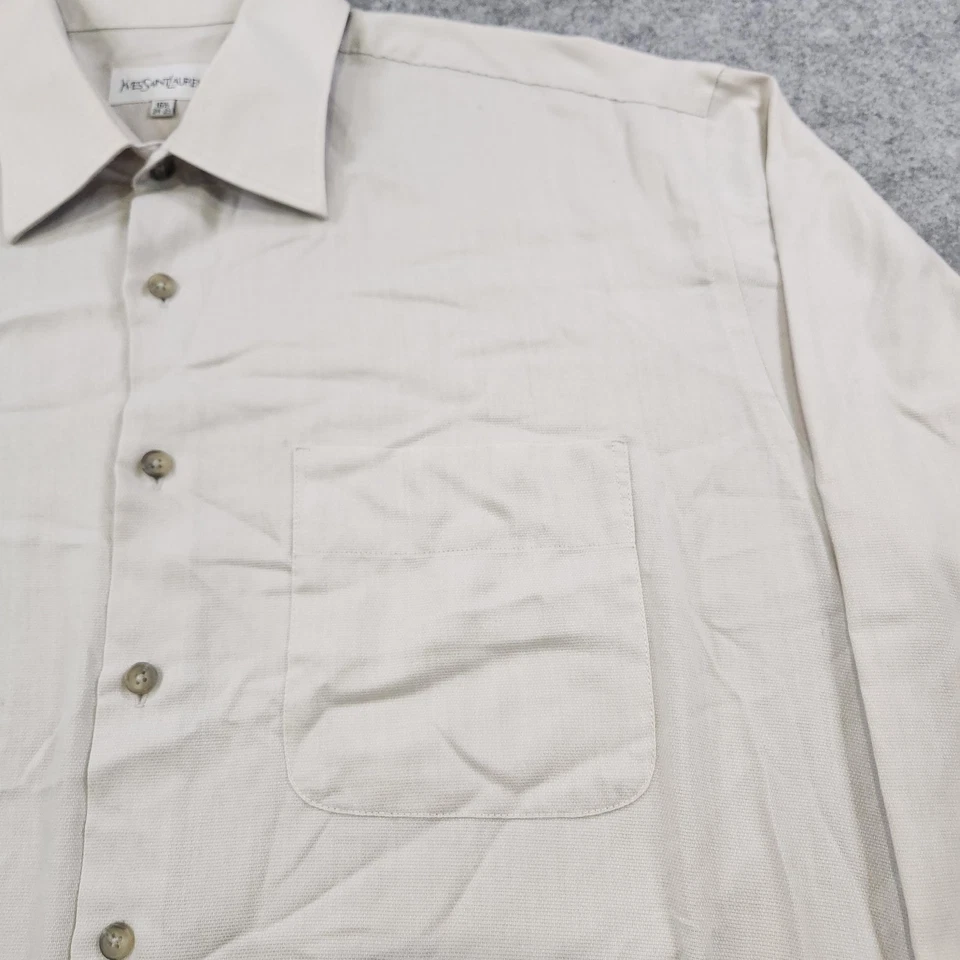 Yves Saint Laurent Shirt Mens 16.5 Large Long Sleeve Button Up Pocket Classic - Image 4 of 4