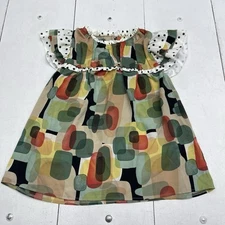 Shein Curve Green Multicolored Ruffle Trim Flutter Sleeve Blouse Women's 1XL