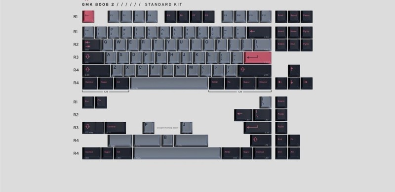 Brand New/Sealed GMK 8008 R2 (80082) Red Standard Keycaps Set With Spacebars Set