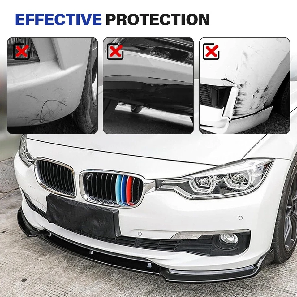 Alerón divisor de labios para parachoques delantero negro brillante base BMW F30 320i 328i 2012-16 Foto 3 de 4