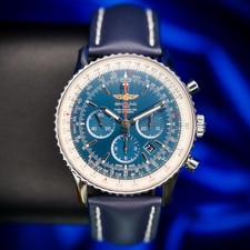 Breitling Navitimer B01 AB0127 46mm Steel Chronograph Blue Dial Box & Papers