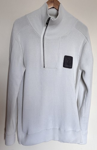 G-Star Raw Splend 1/2 Zip Knit Jumper White Mens XL Asymmetric Zip GS3301