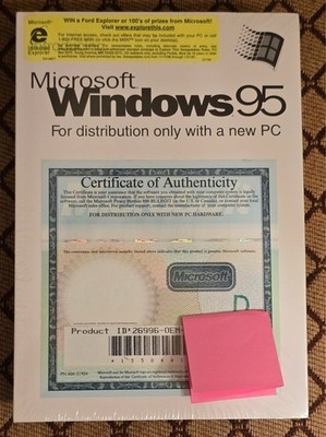 Vintage Microsoft Windows 95 New OEM Booklet with COA & Product Key Sealed!