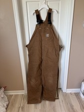 Carhartt R41 Duck Zip-to-Thigh Bib Men's Overall Quilt, 38 x 32 inch - Brown