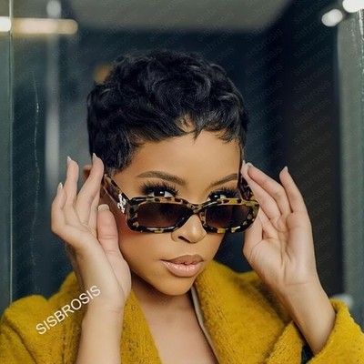 Pixie Wigs for Black Women Short Pixie Cut Wig Human Hair Black Color Glueless