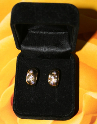 Halbcreolen Ohrstecker 333er Gelbgold ca. 2,94 g WG-diamantiert  Diamanten NEU
