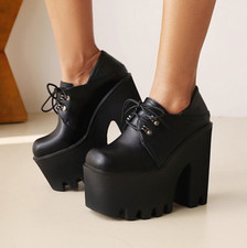Women's Platform High Block Heel Lace Up Round Toe Clubwear Party Ankle Boots