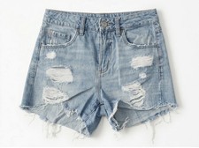 Authentic GARAGE Light Wash Distressed Denim Shorts - Size 7