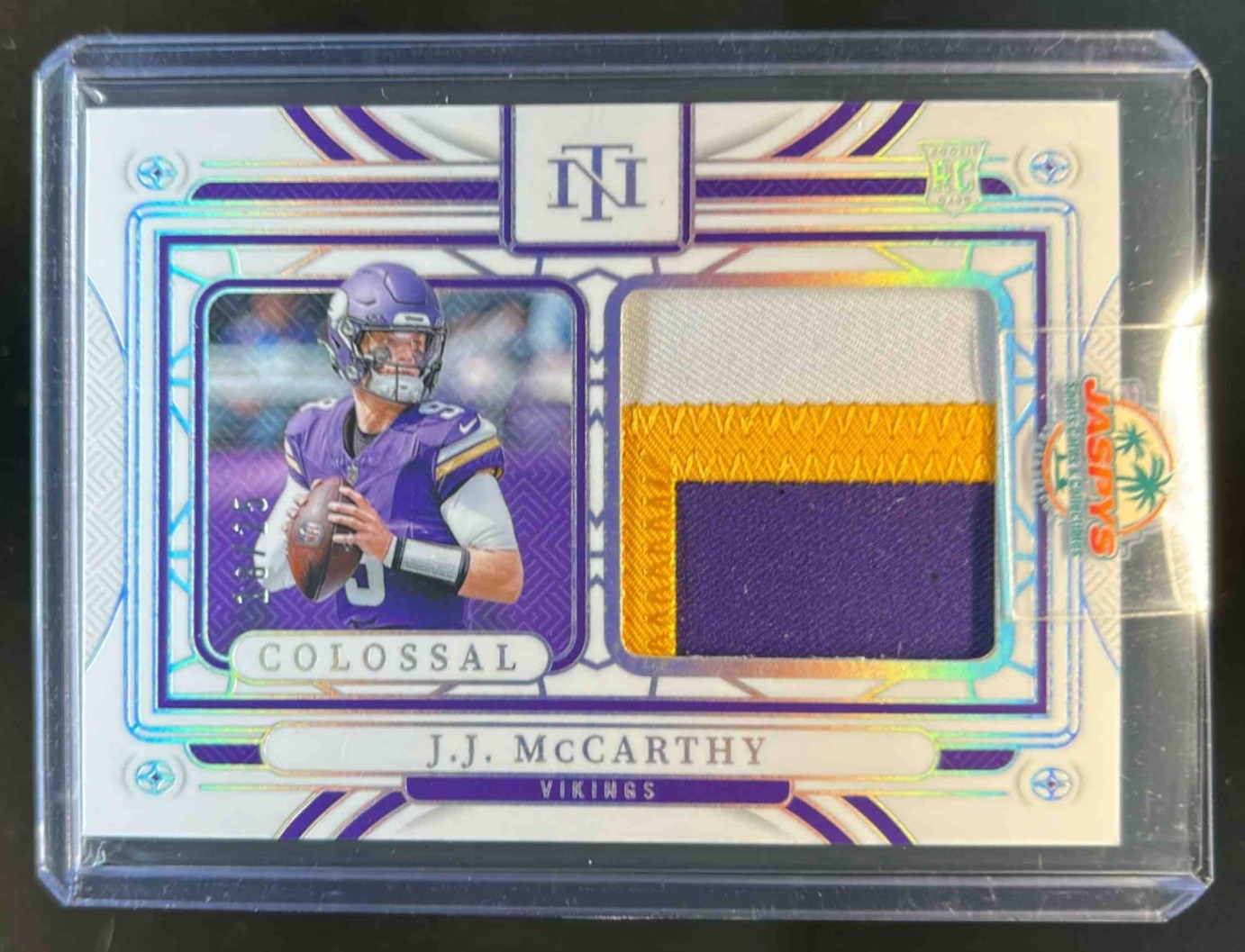 2024 National Treasures JJ McCarthy Colossal RC Patch Prime Holo Silver #/25