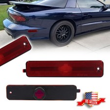 Red Lens Rear Bumper Side Marker Lights For 1993-2002 Pontiac Firebird Trans Am