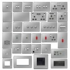 BG Nexus Flatplate Screwless Brushed Steel Switches & Sockets Satin Chrome Grey