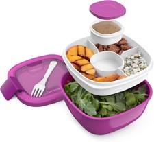 BPA-Lunch Box for Meal Prep & Food Storage; Removable Bento Tray (Purple), 