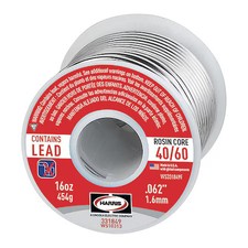 Harris 331849 Rosin Core Solder, Dia 0.062 In, 1Lb