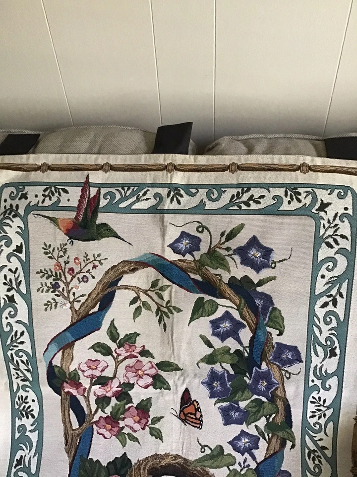 "Tapiz Floral Colibrí Mariposa Nido Colgante de Pared 36"" X 26""" Foto 4 de 4
