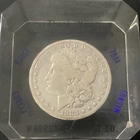 1883 O Morgan Silver Dollar In Lucite Paperweight Square Shaped
