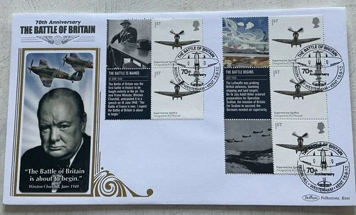 GB QEII 2010 Battle Of Britain Smiler Benham FDC Biggin Hill Westerham FDC