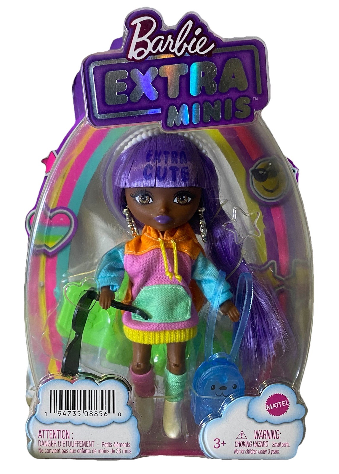 Barbie Extra Minis Doll #7 (5.5 in) Wearing Color-Block Hoodie Dress & Boots