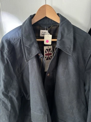 Flint and Tinder Hudson Jacket XXL Blue Waxed Cotton British Millerain Tekwax - product listing photo