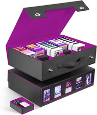 5-Row Trading Card Storage Box for 3900 Cards with Handle - Black Purple
