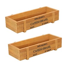 2 Pcs Planter Box en bois Rectangulaire Plant Container Flower Bed Pot