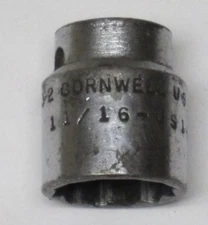 11/16" Shallow Socket, 3/8" Drive 12 Point Made by Cornwell, Part #JS16, USA