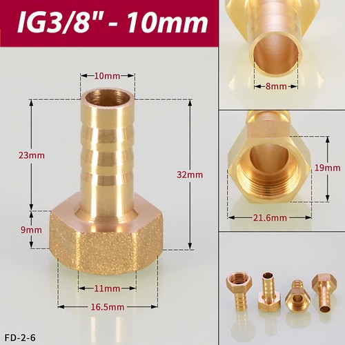 BSP Latón Macho/Hembra Montaje Rosca Barra Manguera Conector Extremo Trasero Manguera Aire Gas - Imagen 37 de 77