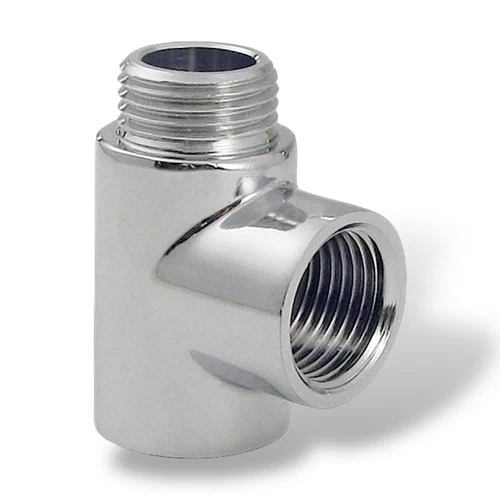 T Stück 2 Wege Verteiler Messing verchromt Gewindefitting 1/2 Zoll AG x IG x IG