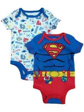 DC Comics Infant Boys 2pc Superman Bodysuit Set Super Man Baby Outfit 12m