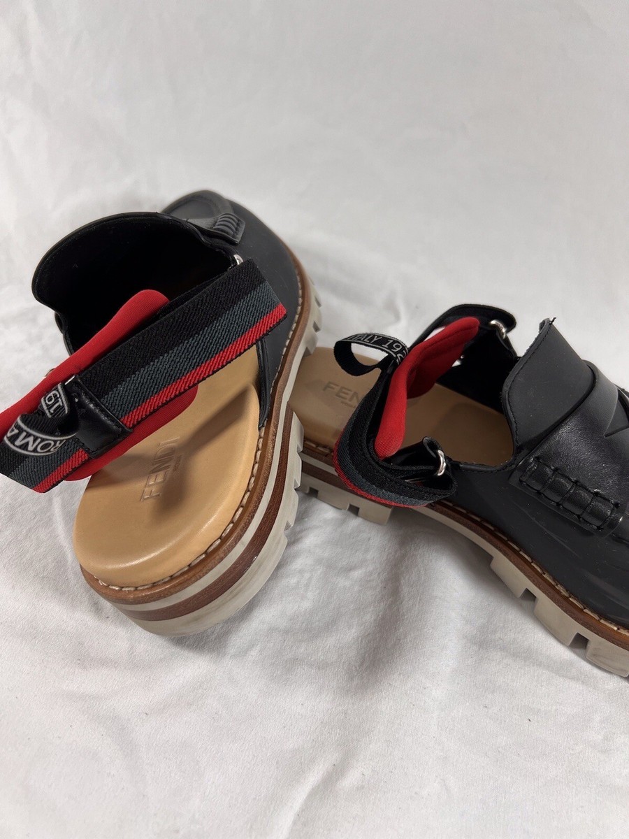 FENDI Black Leather Slingback Men display picture 3