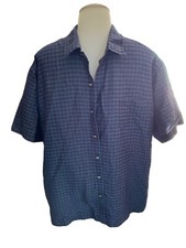 van heusen men  s blue gray shirt button down short sleeve size XL 17-17 1/2